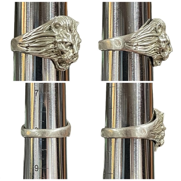 Vintage Silver Lion Brass Ring Size 8 - Picture 3 of 7